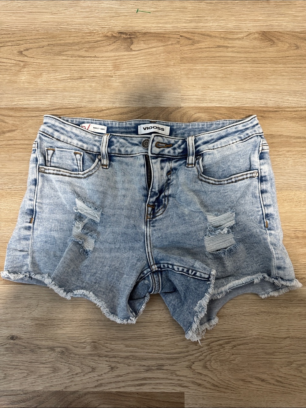 Vigoss Marley Short 4’ inseam Light Blue Distressed Denim Cutoff Shorts